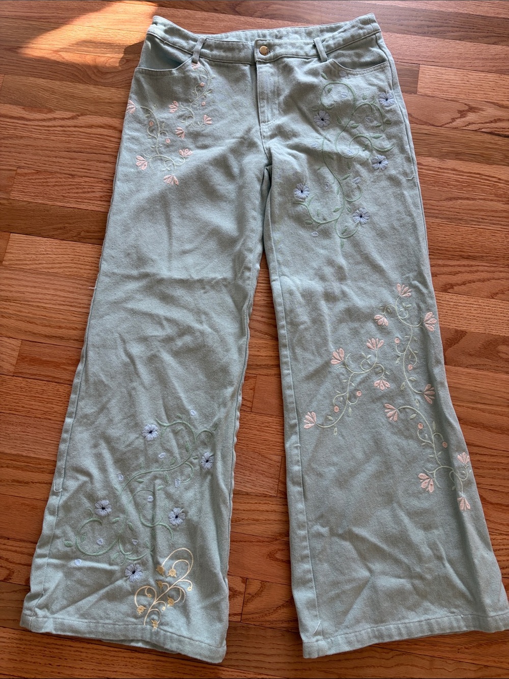 Blackbough Swim Lauren Embroidered Pants, “Enchantment” 100% Org.Cotton -Medium
